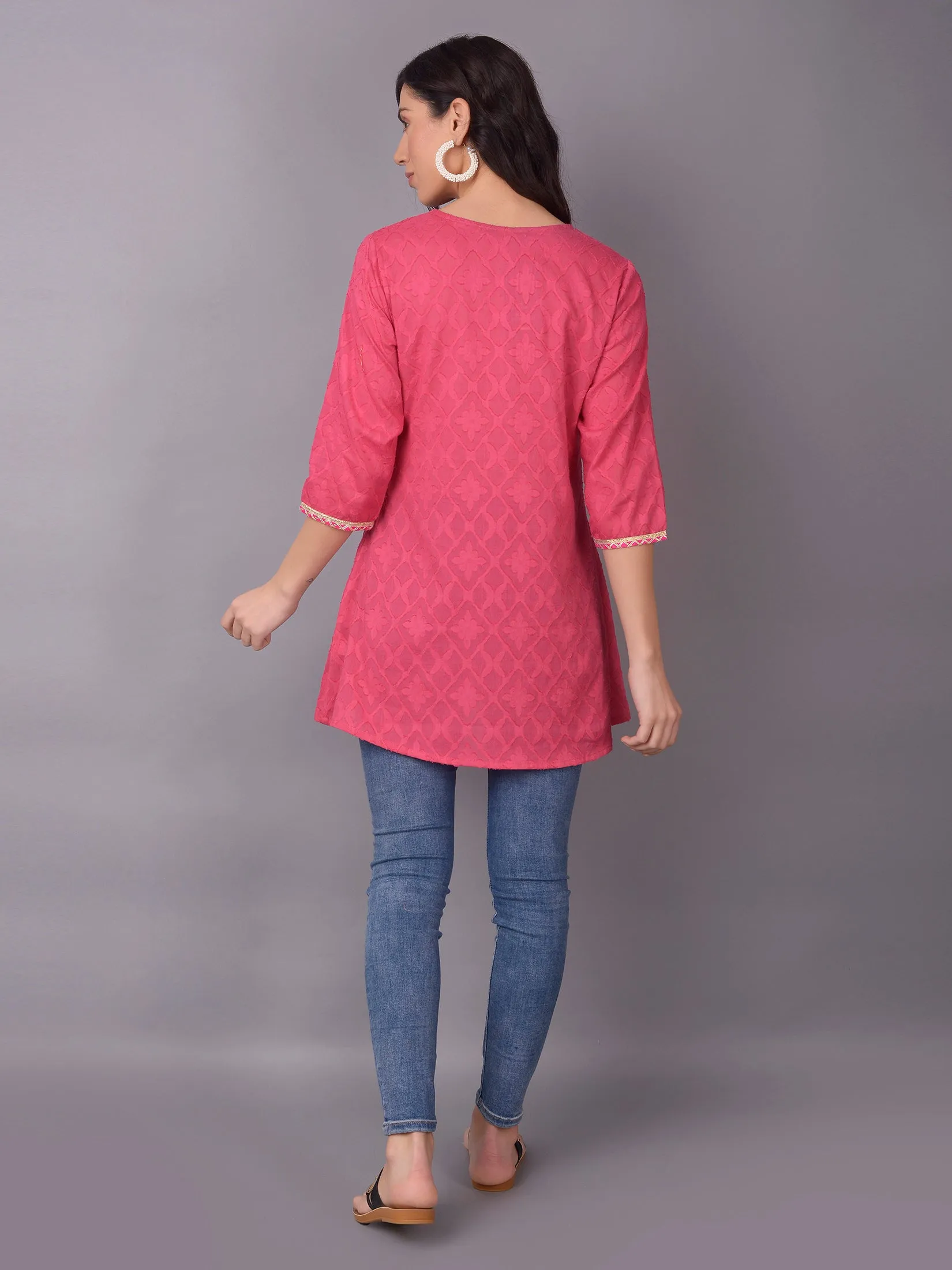 Women Pink Solid Tunic