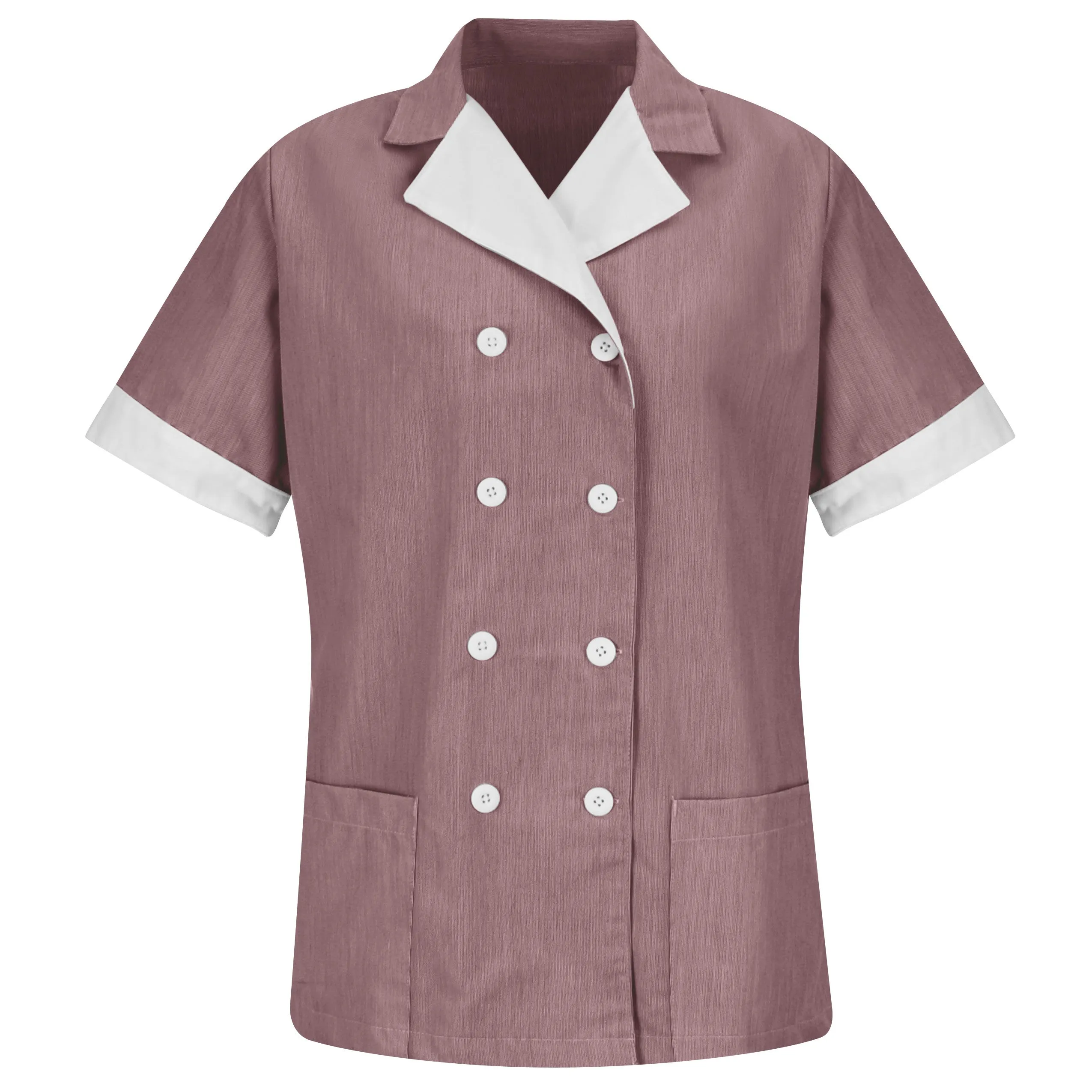 Women's Double-Breasted Lapel Tunic 9S03 - Burgundy