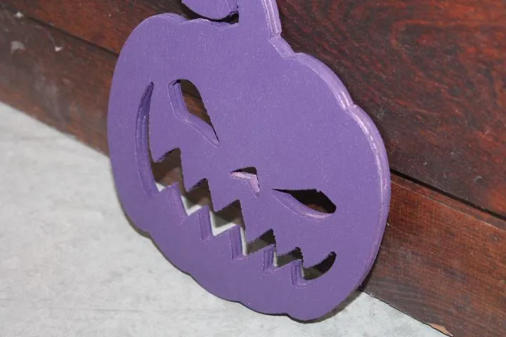 Wooden Jack o lantern Pumpkin Spooky Yard Cut out  Sign Pumpkin Rustic Yard Fall Autumn Decoration Prop Giftable Halloween Purple Face