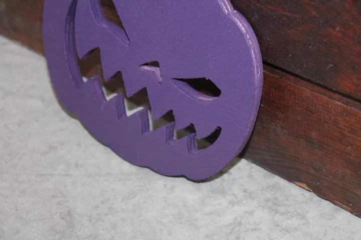 Wooden Jack o lantern Pumpkin Spooky Yard Cut out  Sign Pumpkin Rustic Yard Fall Autumn Decoration Prop Giftable Halloween Purple Face