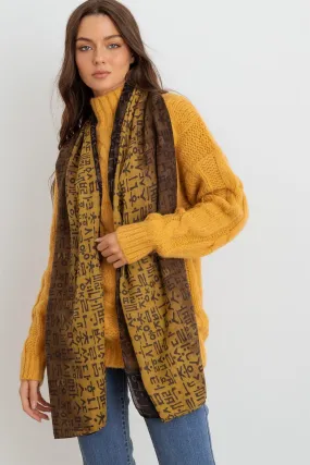 Yellow Hangul Design Korean Wrap Long Shawl Scarf