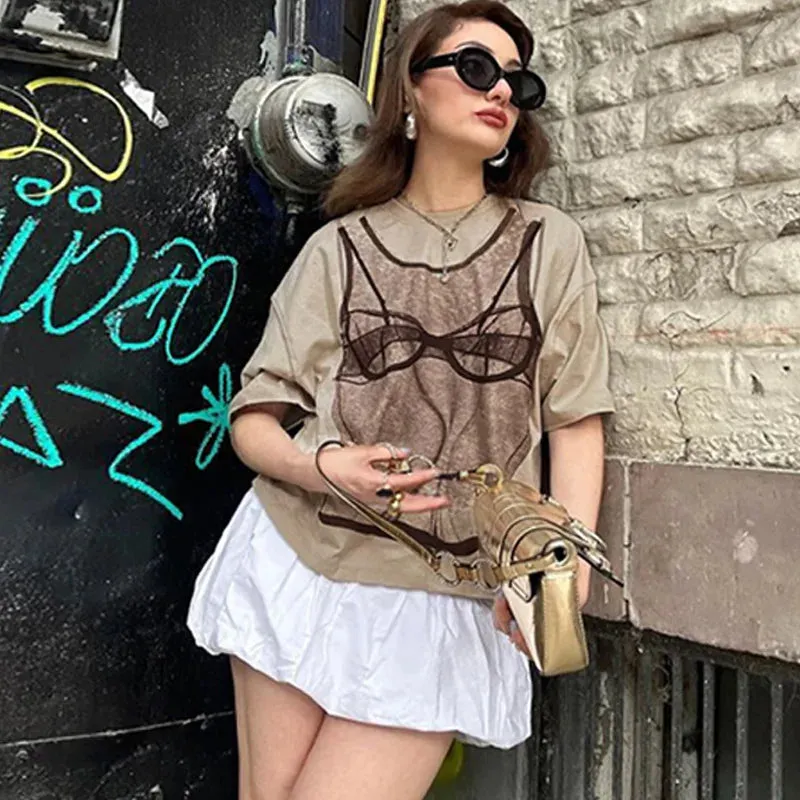 YESMYTOOL  -   Funny Print Harajuku Graphic T Shirts For Women Summer Loose Casual Y2k Top Femme Street Casual Oversized T-shirt Ladies