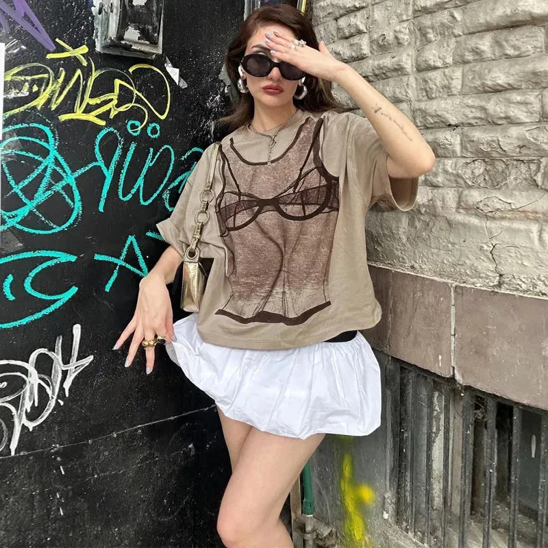 YESMYTOOL  -   Funny Print Harajuku Graphic T Shirts For Women Summer Loose Casual Y2k Top Femme Street Casual Oversized T-shirt Ladies