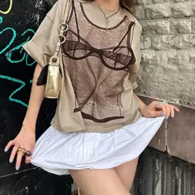 YESMYTOOL  -   Funny Print Harajuku Graphic T Shirts For Women Summer Loose Casual Y2k Top Femme Street Casual Oversized T-shirt Ladies