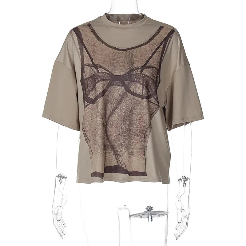 YESMYTOOL  -   Funny Print Harajuku Graphic T Shirts For Women Summer Loose Casual Y2k Top Femme Street Casual Oversized T-shirt Ladies
