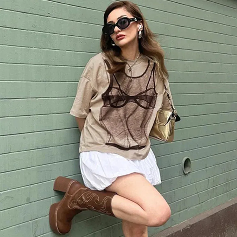 YESMYTOOL  -   Funny Print Harajuku Graphic T Shirts For Women Summer Loose Casual Y2k Top Femme Street Casual Oversized T-shirt Ladies