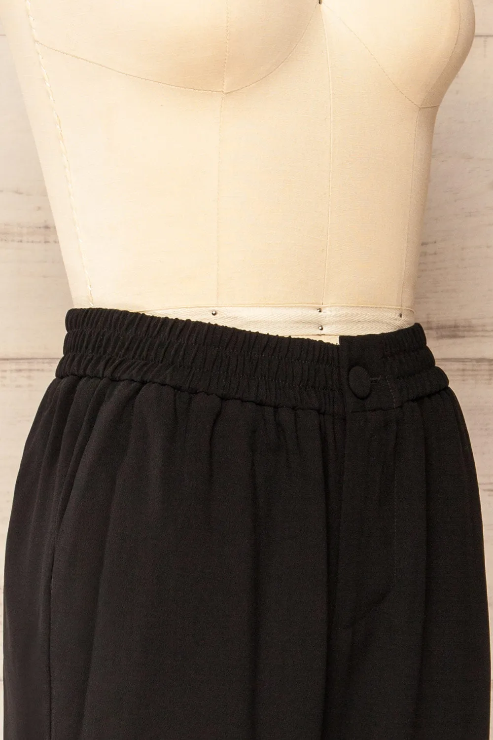Zolani Black | High-Waisted Pants w/ Elastic Waist