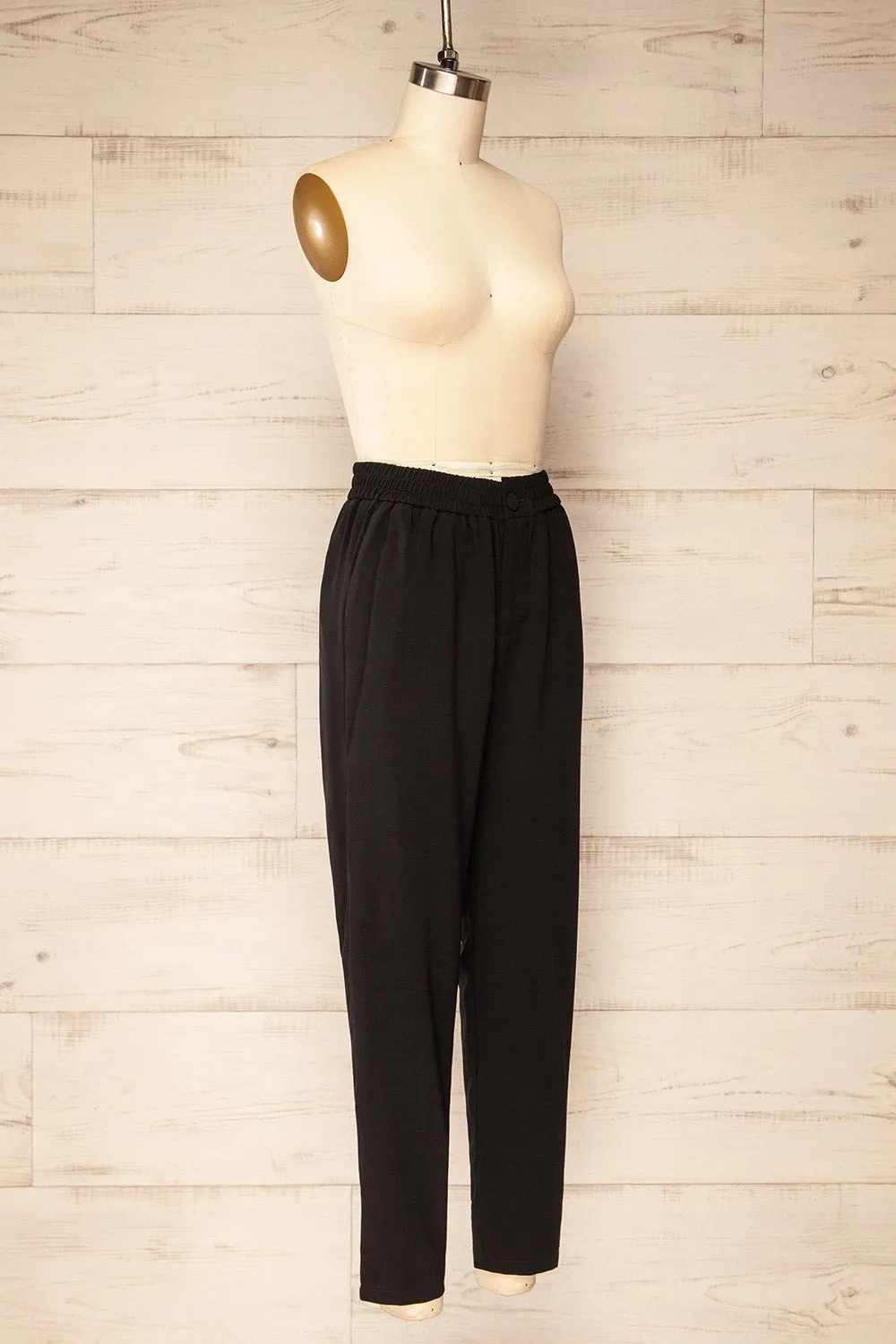 Zolani Black | High-Waisted Pants w/ Elastic Waist