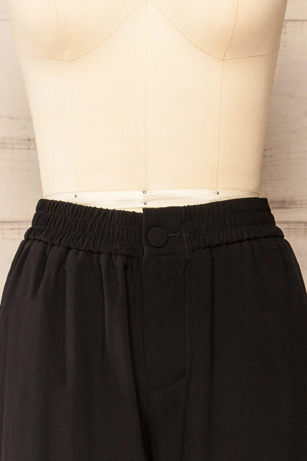 Zolani Black | High-Waisted Pants w/ Elastic Waist